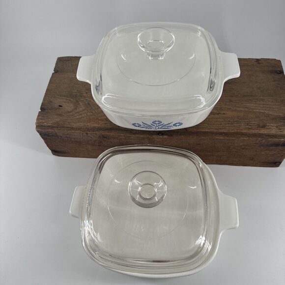 Corning Ware Blue Cornflower C-15 & C-24 Casserole Dishes 1 Quart 1959 RARE VTG - Picture 4 of 16